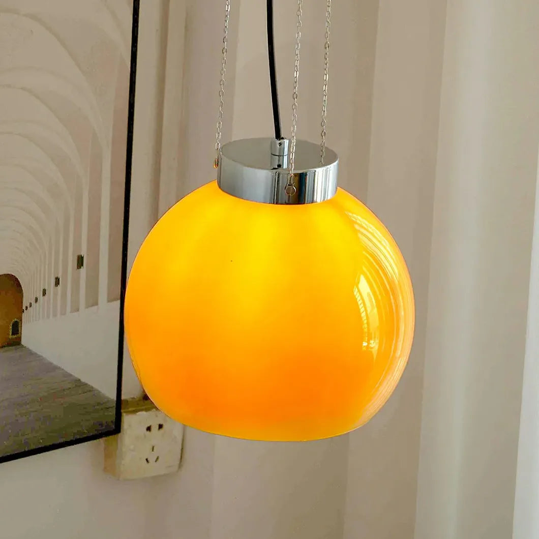 Yellow Vintage Glass for Bedroom Pendant Light