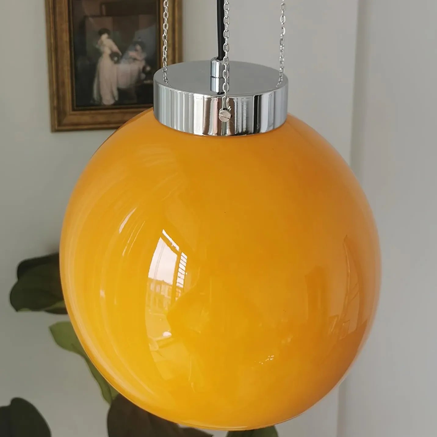 Yellow Vintage Glass for Bedroom Pendant Light