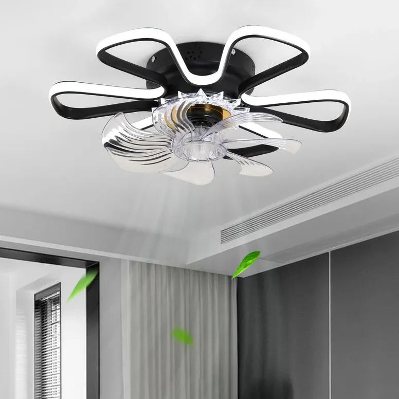 Flower-Shaped Modern LED Fan Pendant Light