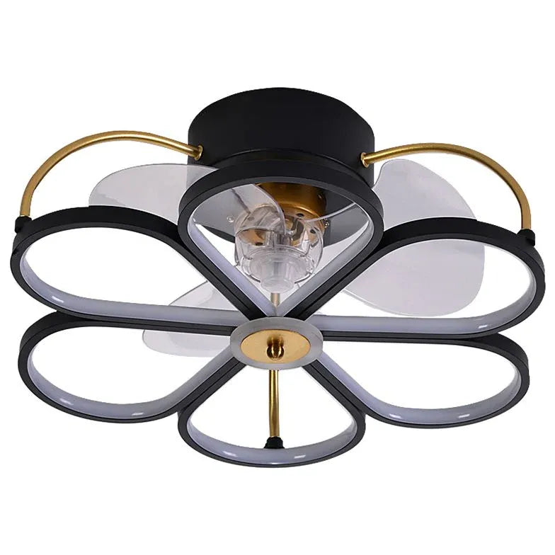 Flower Shaped Gold LED Fan Pendant Light