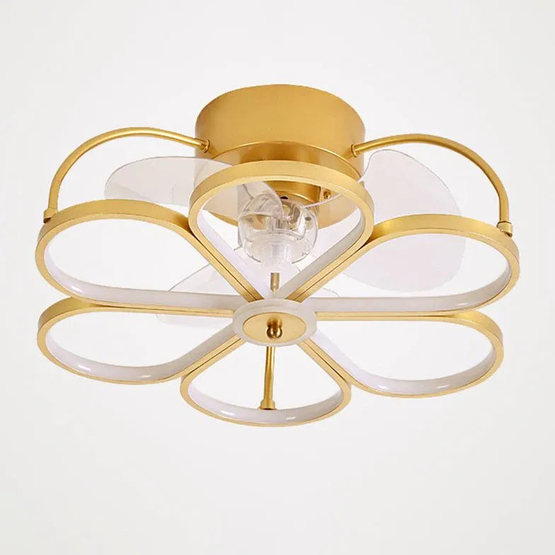 Flower Shaped Gold LED Fan Pendant Light