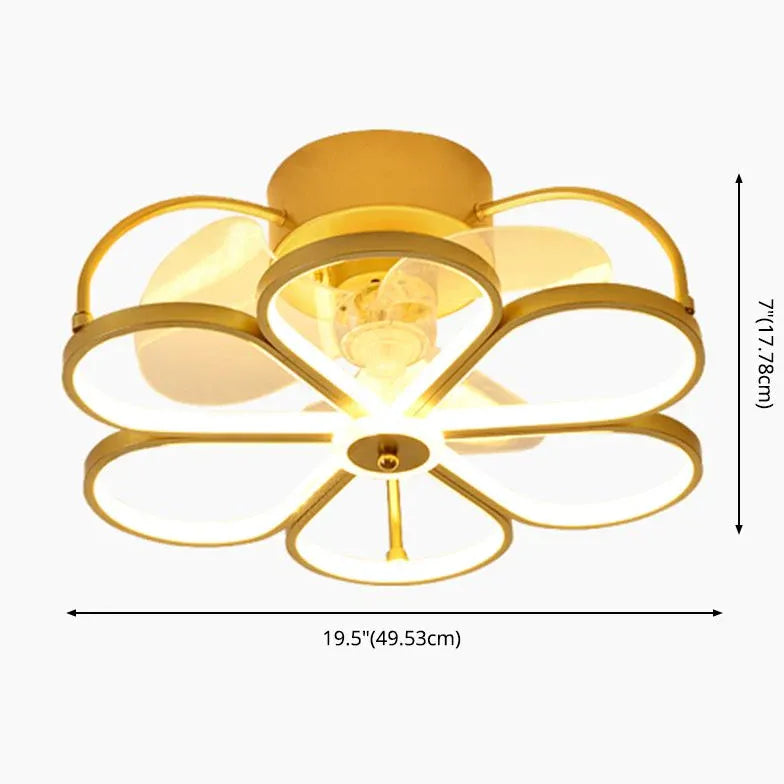 Flower Shaped Gold LED Fan Pendant Light