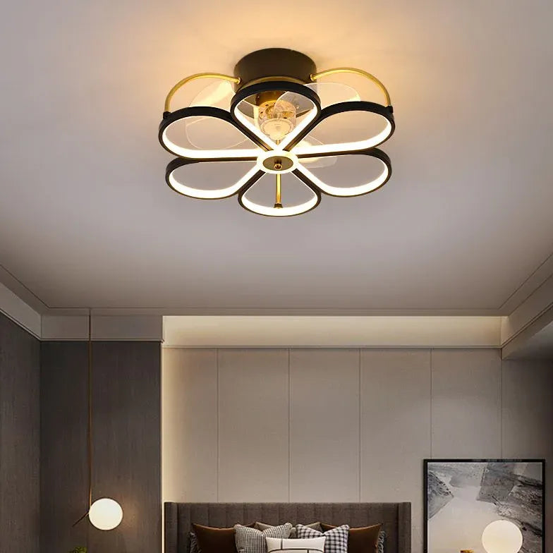 Flower Shaped Gold LED Fan Pendant Light