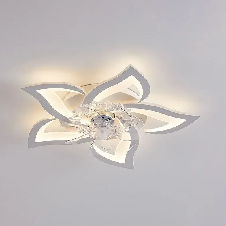 Ventilateur plafonnier LED fleur blanche pour chambre