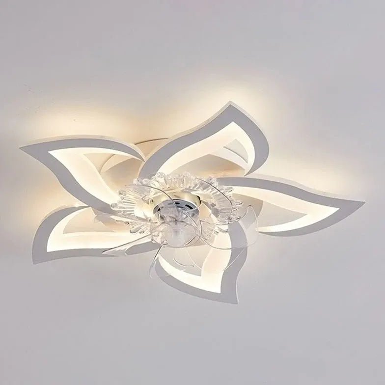 Ventilateur plafonnier LED fleur blanche pour chambre