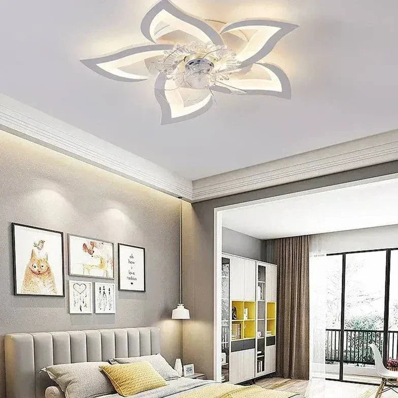 Ventilateur Plafonnier Led Fleur Blanche Pour Chambre - Clowas.fr