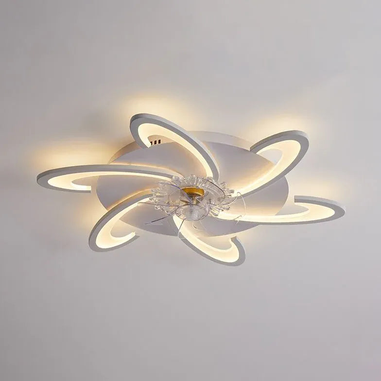 Ventilateur plafonnier LED fleur blanche pour chambre