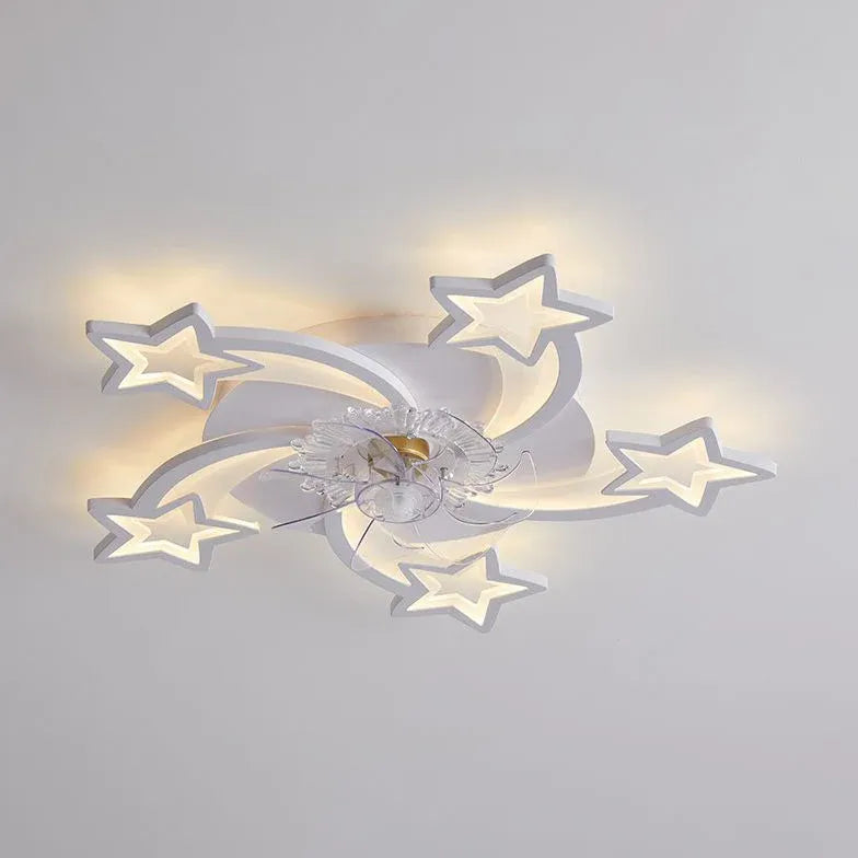 Ventilateur plafonnier LED fleur blanche pour chambre