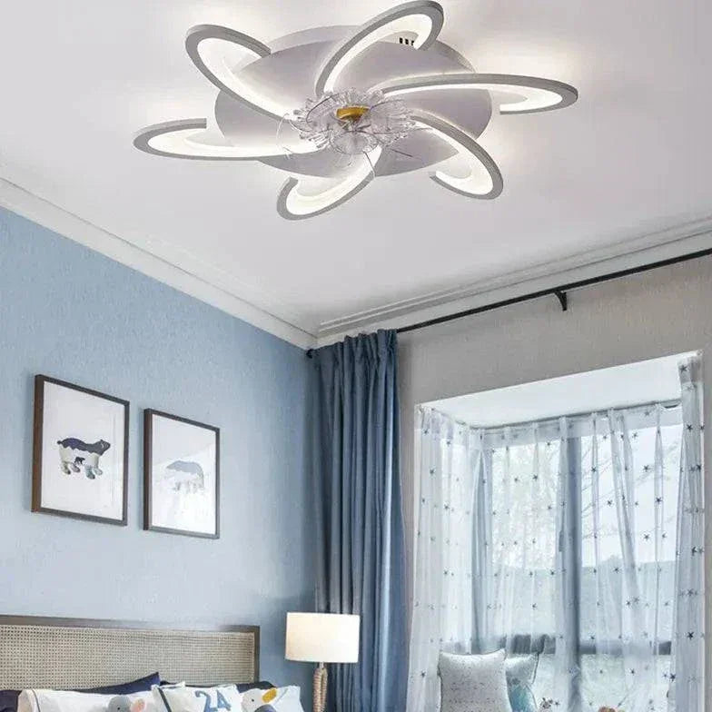 Ventilateur Plafonnier Led Fleur Blanche Pour Chambre - Clowas.fr