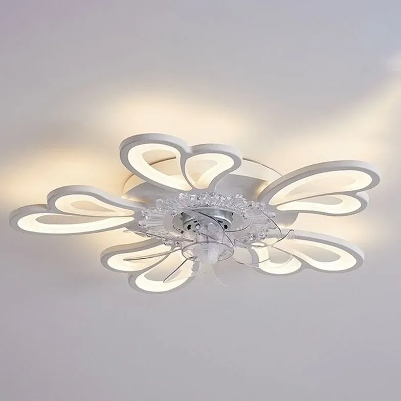 Ventilateur plafonnier LED fleur blanche pour chambre