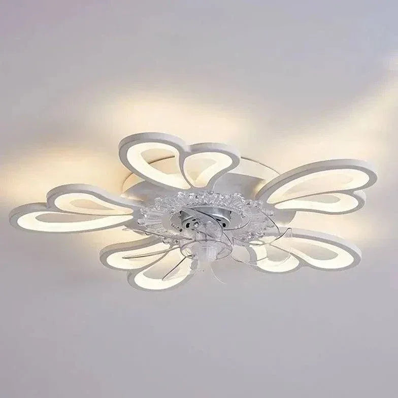 Ventilateur Plafonnier Led Fleur Blanche Pour Chambre - Clowas.fr