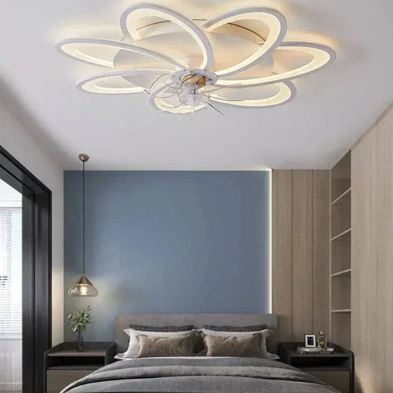 Ventilateur Plafonnier Led Fleur Blanche Pour Chambre - Clowas.fr