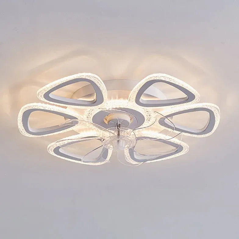 Ventilateur plafonnier LED fleur blanche pour chambre