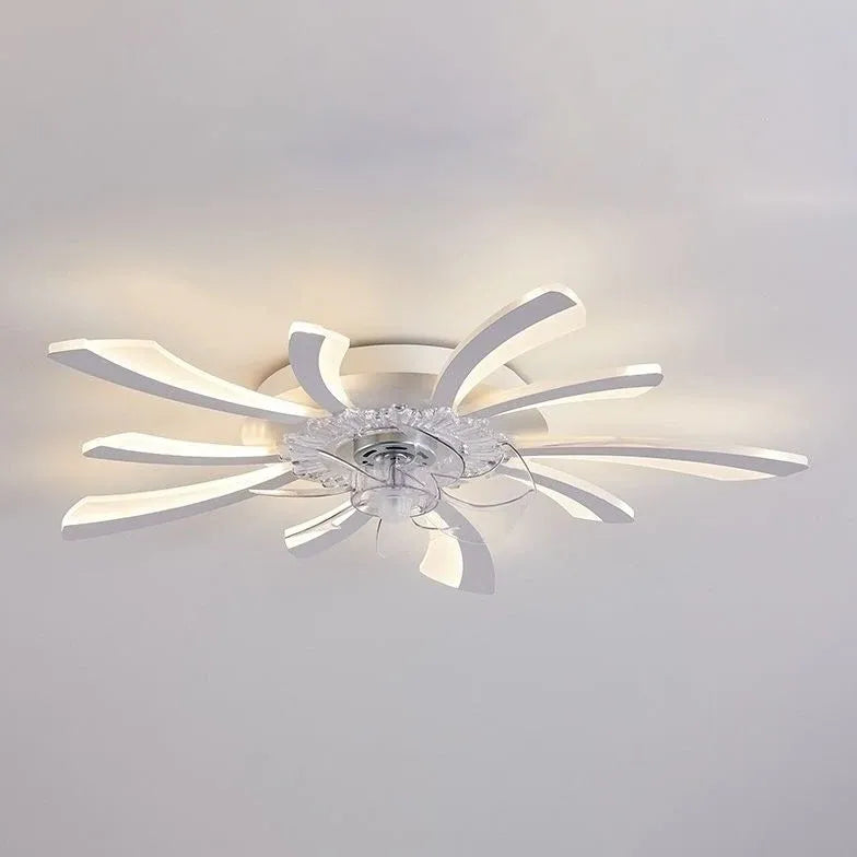 Ventilateur plafonnier LED fleur blanche pour chambre