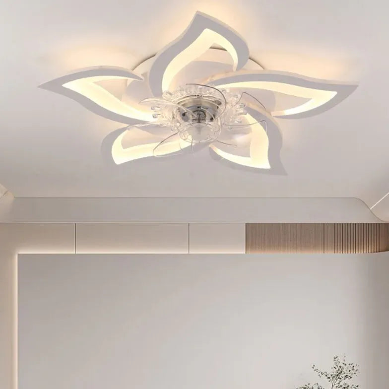 Ventilateur LED blanc en forme de pétales