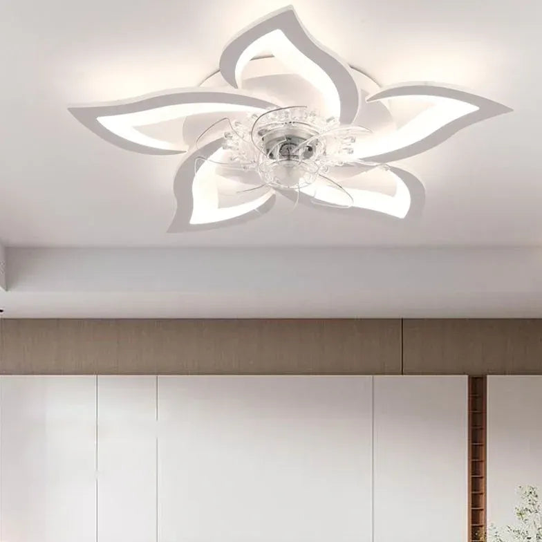 Ventilateur LED blanc en forme de pétales