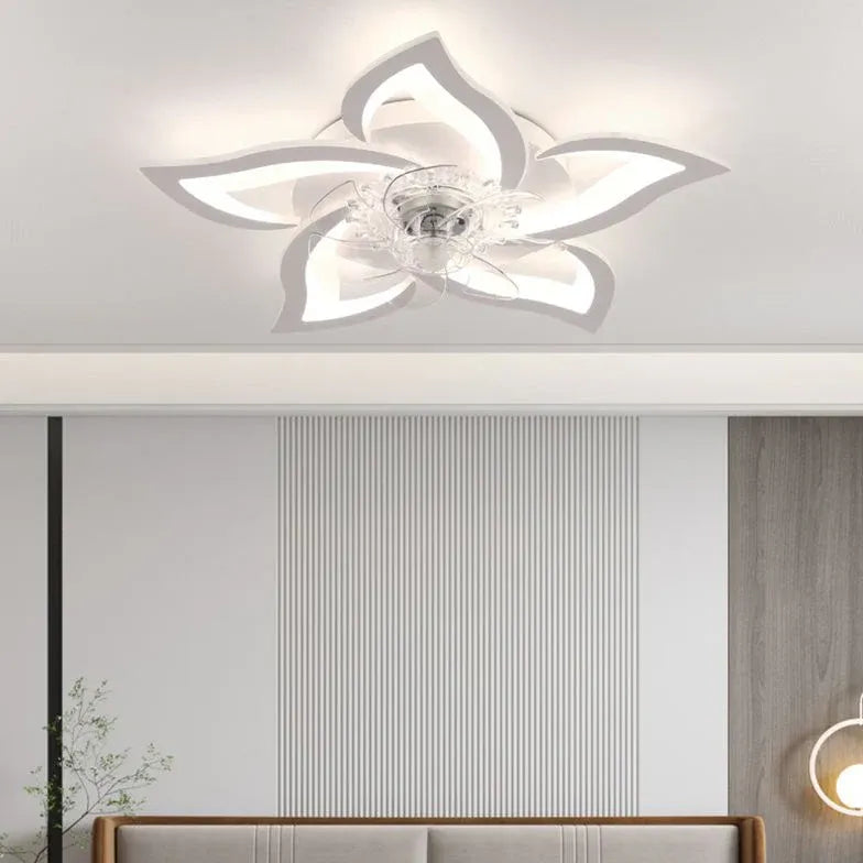 Ventilateur LED blanc en forme de pétales