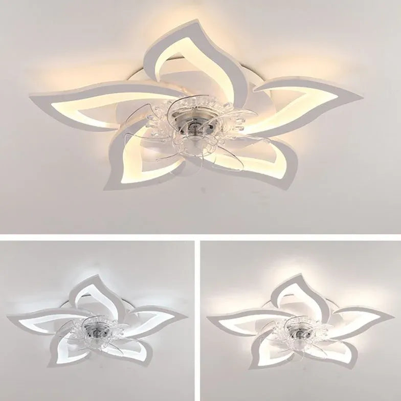 Ventilateur LED blanc en forme de pétales