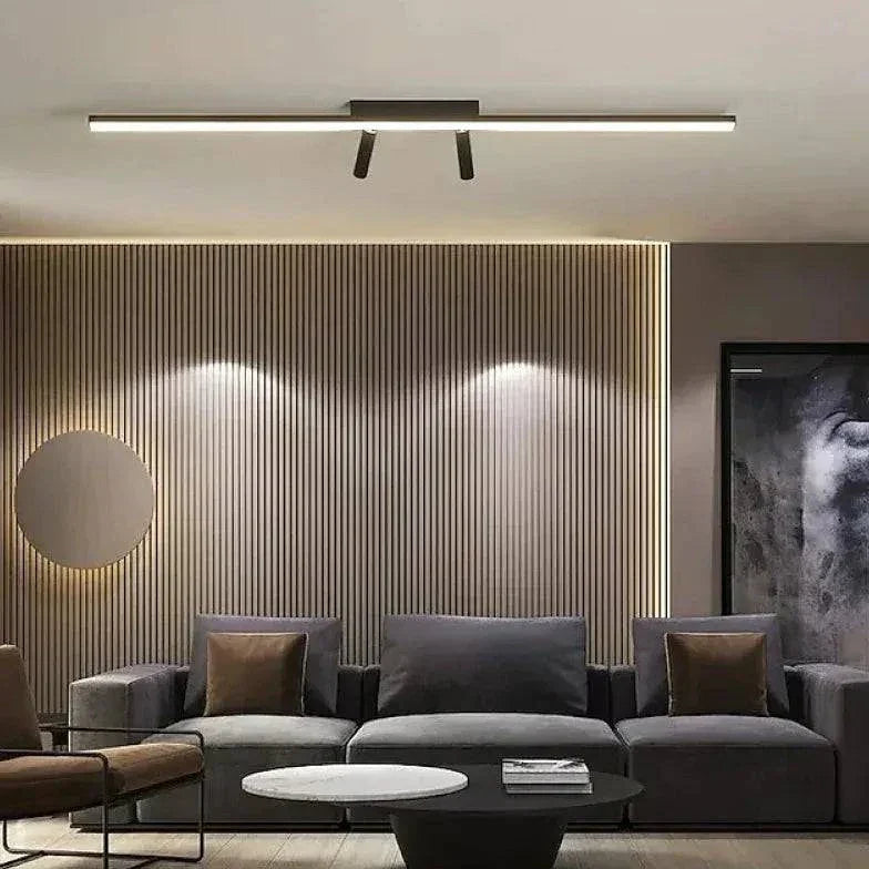 Plafonnier De Salon Led Noir Linéaire - Clowas.fr
