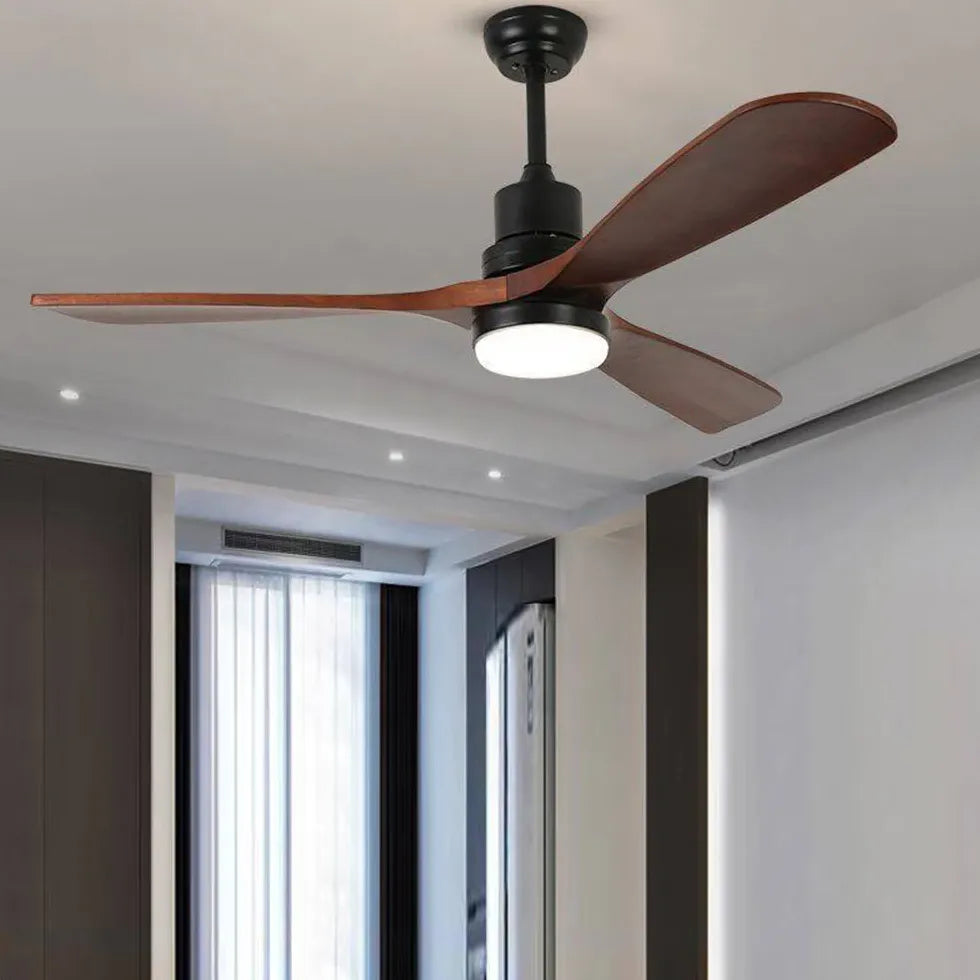 Ventilateur de plafond rétro en bois massif