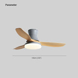 3-Blade Wood Bedroom Fan Light