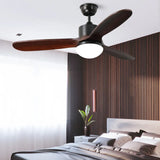 Wooden Tri-blade Walnut Color Ceiling Fan Light