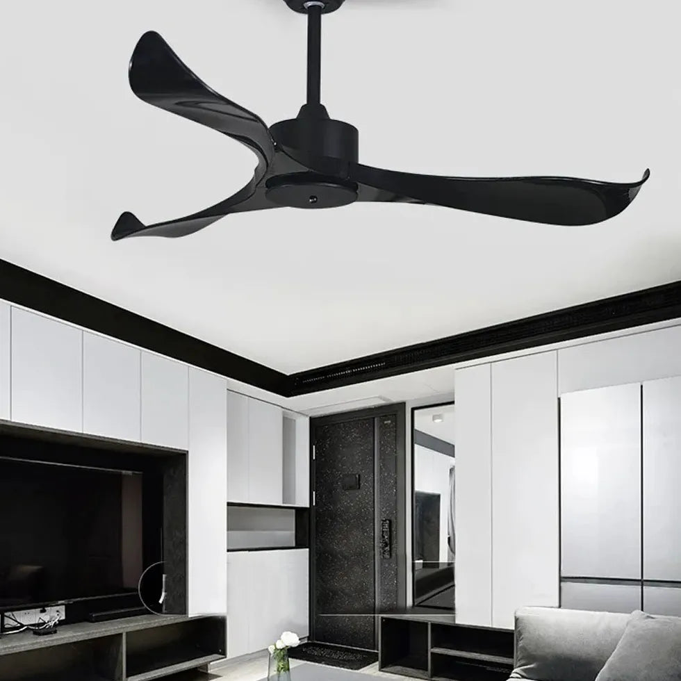 Sleek Black Modern Kitchen Ceiling Fan Light