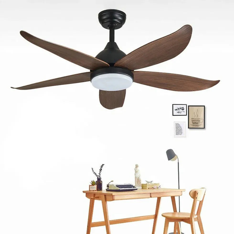 Lumière du ventilateur LED du salon noir en bois