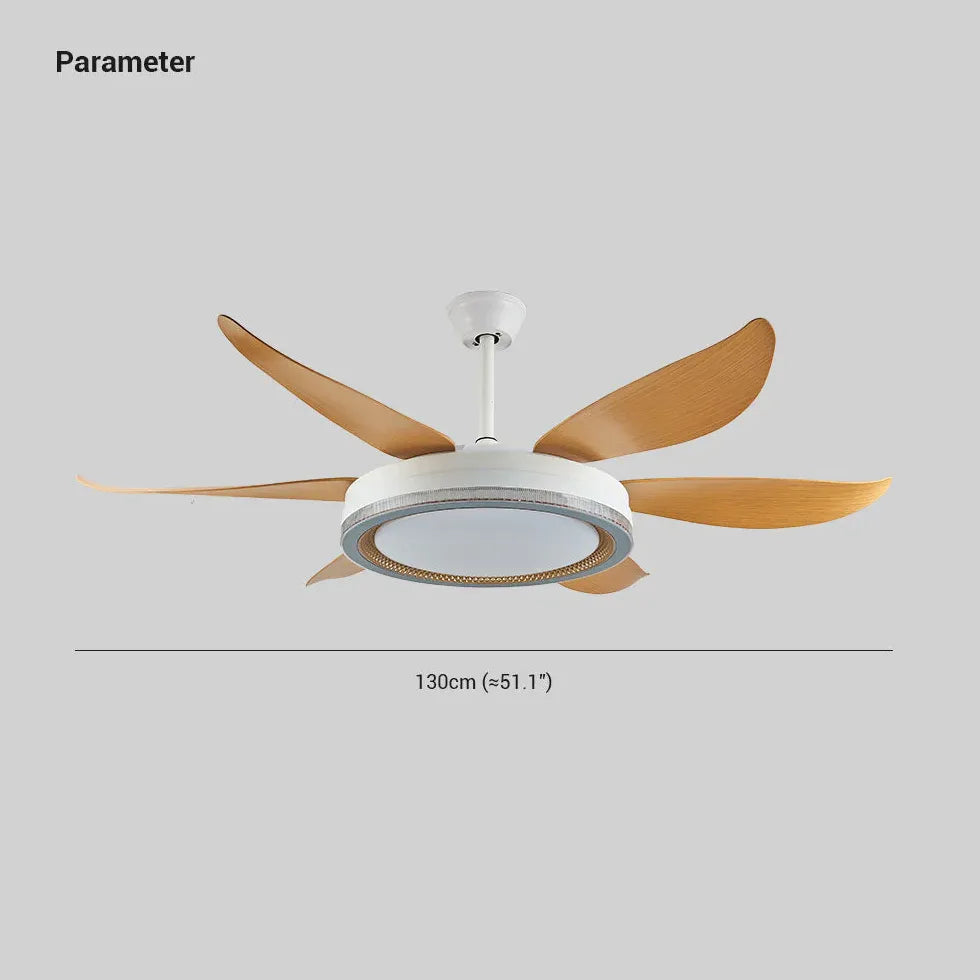 Wood Grain Blades White Body Fan Light