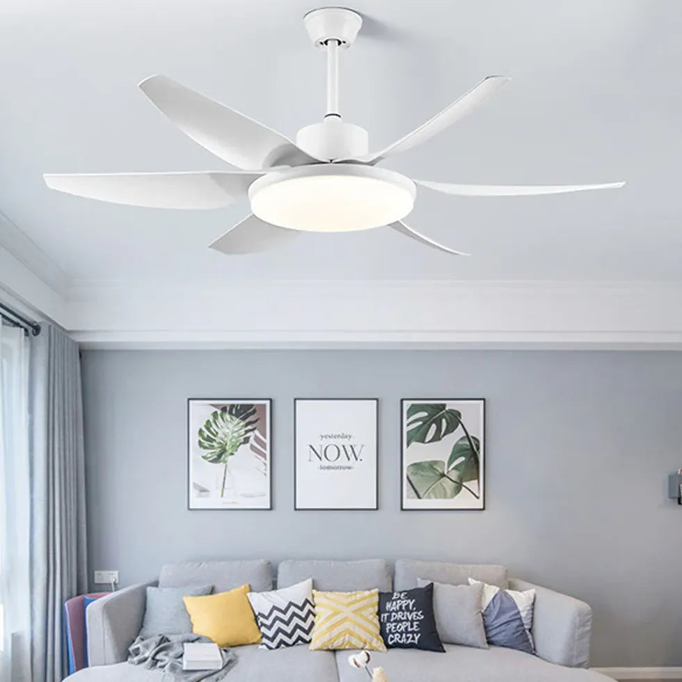 White Modern Minimalist Living Room Fan Light