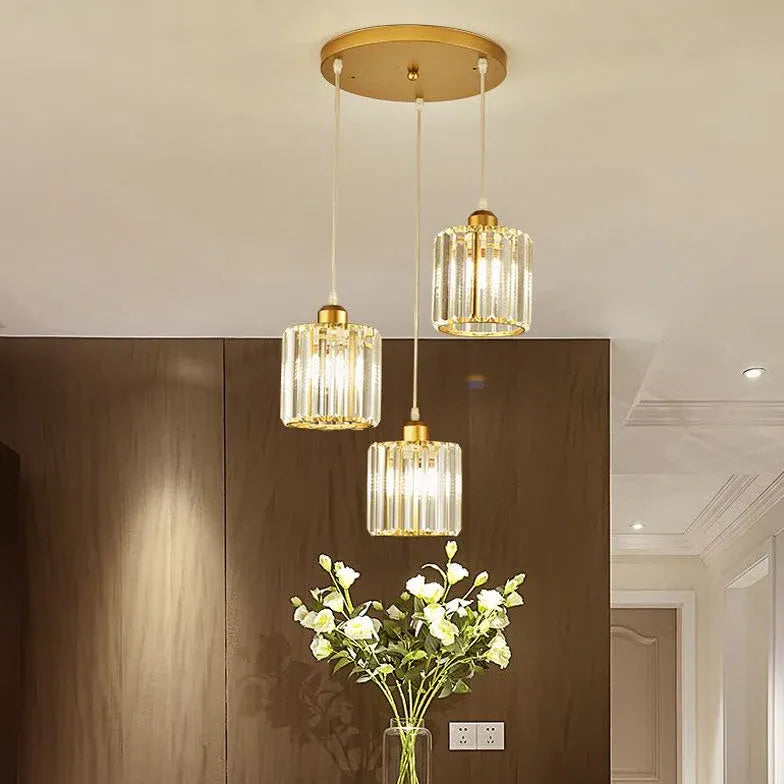 Transparent Cylindrical Glass Pendant Light