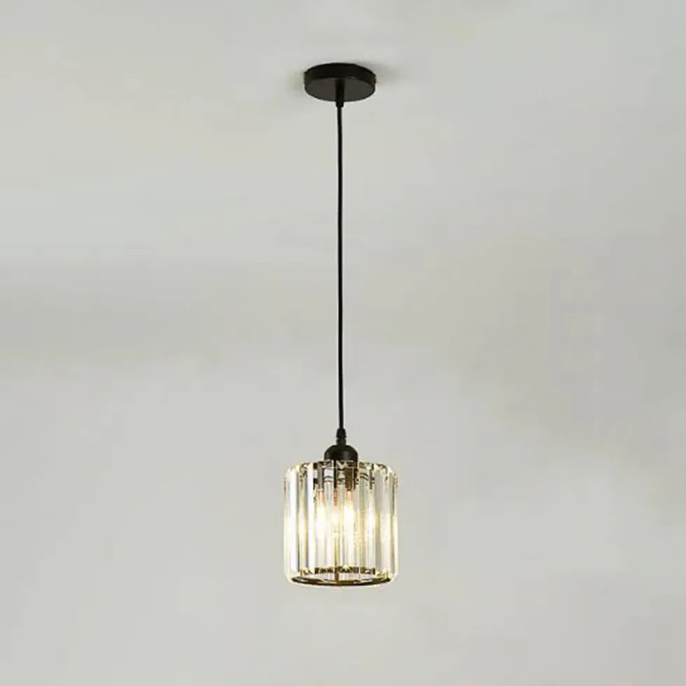 Transparent Cylindrical Glass Pendant Light