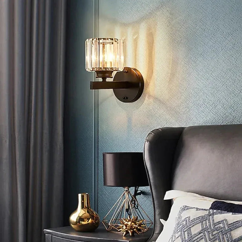 Lampe applique murale design cube cristal luxueux