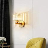 Lampe applique murale design cube cristal luxueux