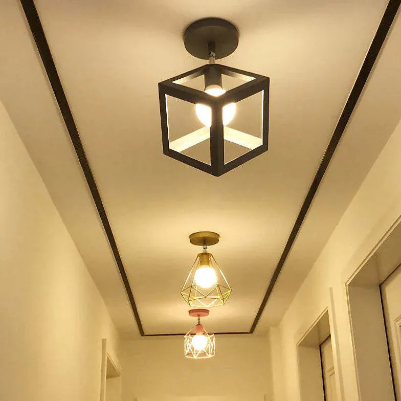 Cadre métallique géométrique Black Modern plafond Light