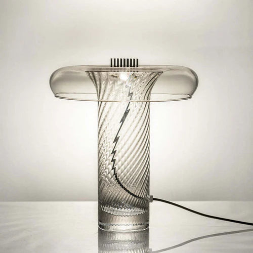 Lampe de table de colonne transparente tourbillonnante