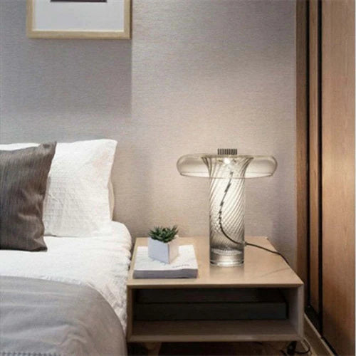 Lampe de table de colonne transparente tourbillonnante