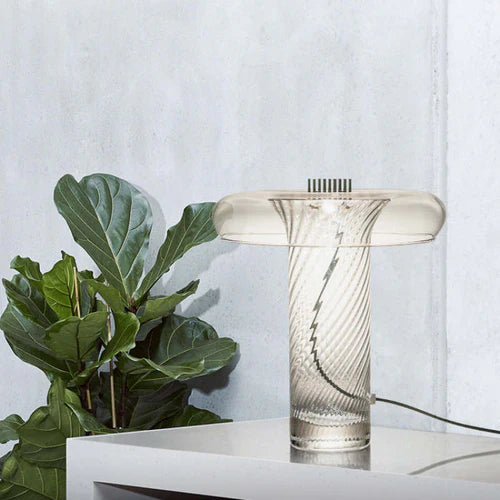 Lampe de table de colonne transparente tourbillonnante