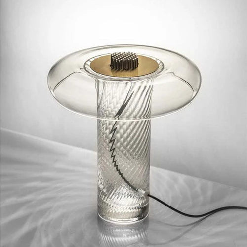 Lampe de table de colonne transparente tourbillonnante