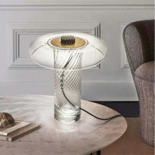 Lampe de table de colonne transparente tourbillonnante