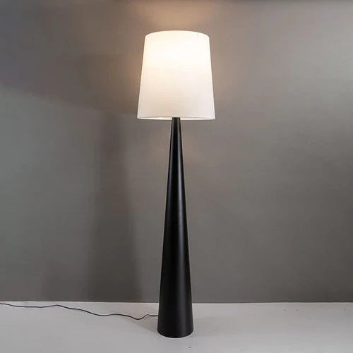 Black Cone-Shaped White Cylindrical Floor Lamp