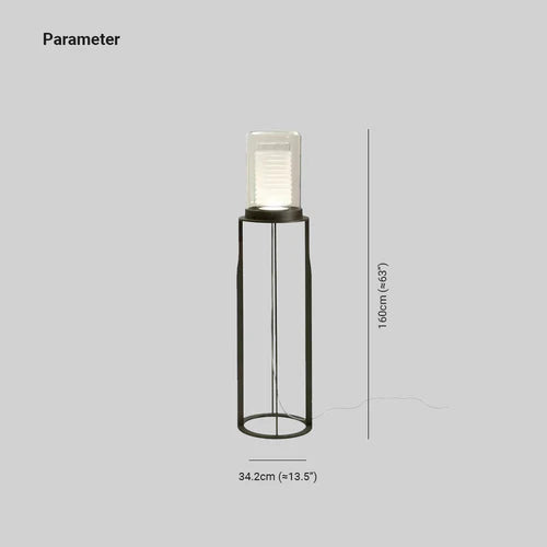 Black Cylindrical Transparent Shade Floor Lamp