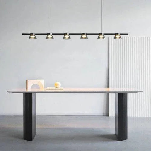 Suspension Linéaire À Plusieurs Lumières En Verre Noir - Clowas.fr