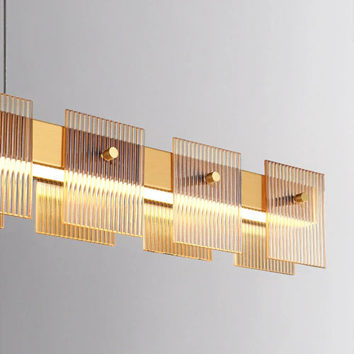 Gold Glass Linear Dining Room Pendant Light