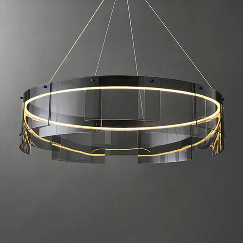 Black Glass Circle Living Room Pendant Light