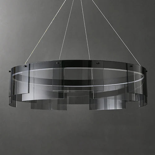 Black Glass Circle Living Room Pendant Light