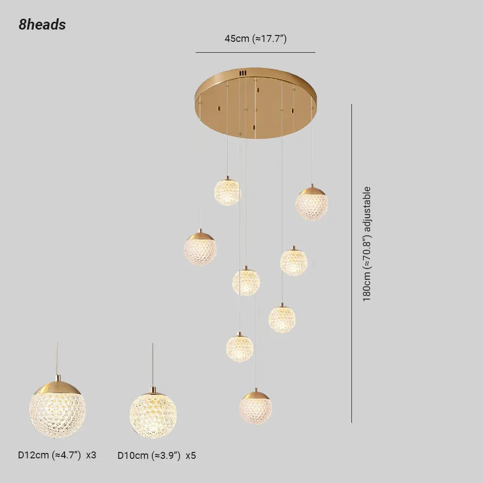 Spherical Multi-Head Luxury Hall Pendant Light