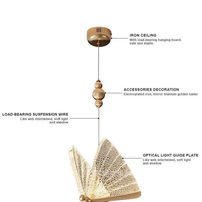 Suspension papillon créative pour chambre modern