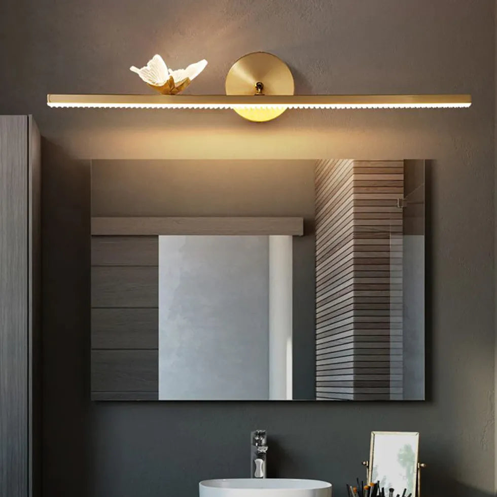 Gold Butterfly Linear Led Bathroom Wall Lights