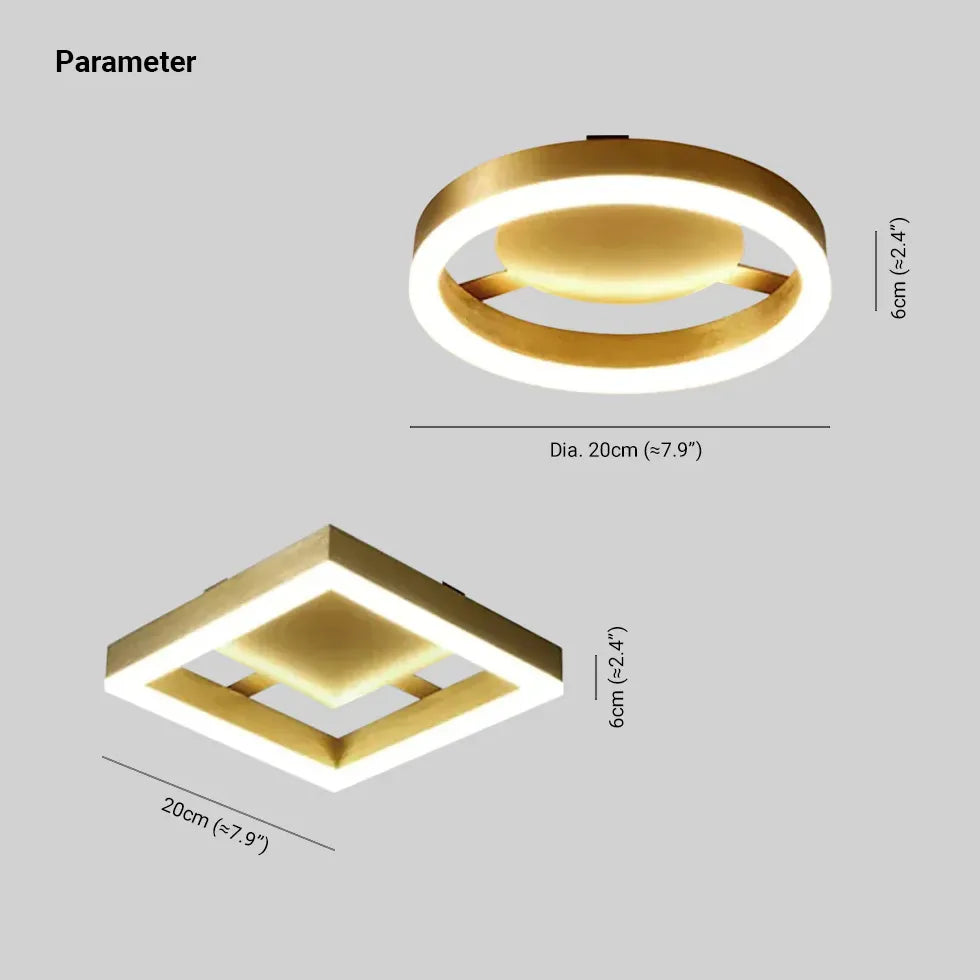 Golden Circular LED Hallway Ceiling Light